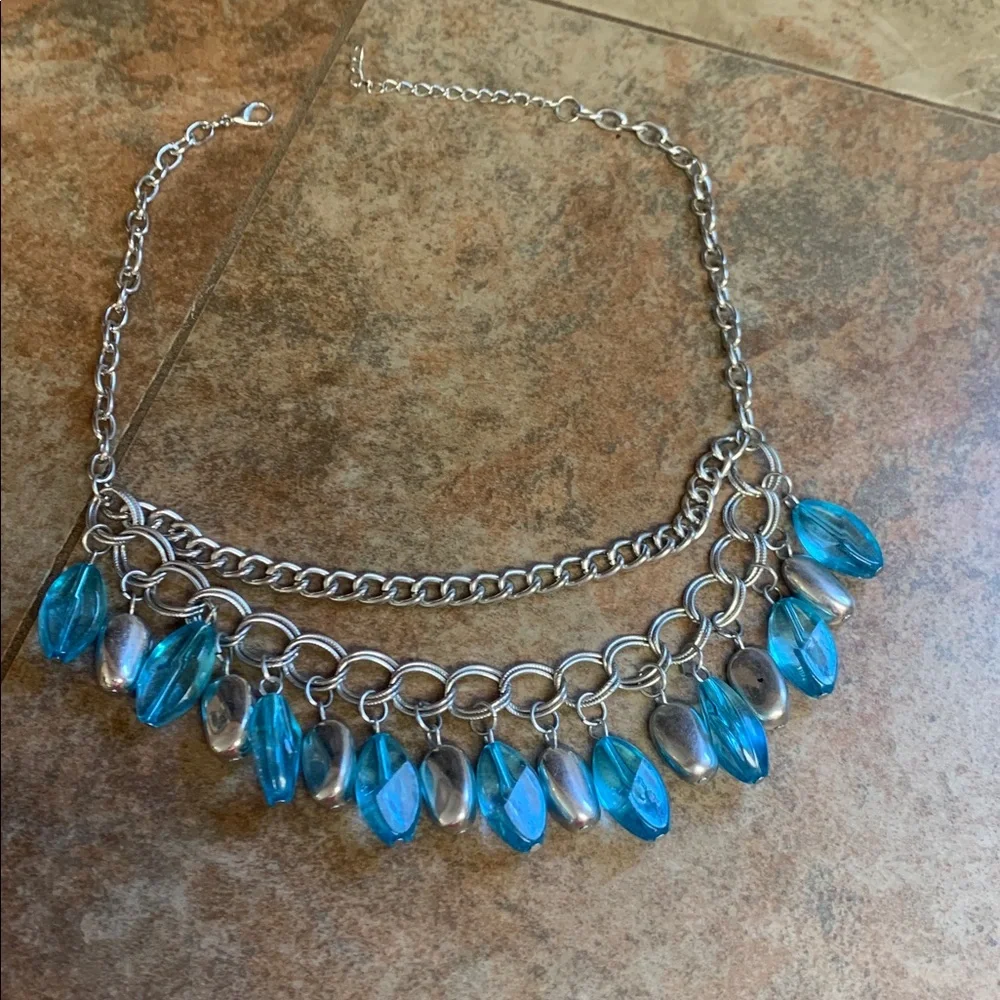 Silver and Blue Statement Necklace
